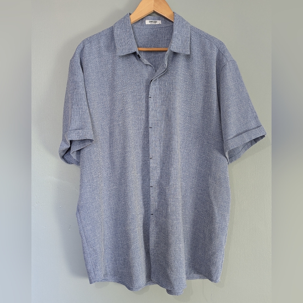 Coofandy Men's XL Blue Short Sleeve Button Down‎ Shirt